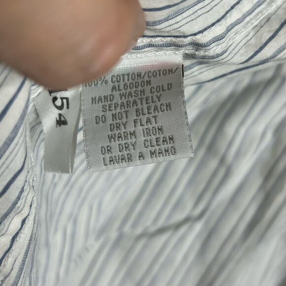 Kenneth Cole Reaction Shirt-‎ Large-embroidered floral button down striped blue - Picture 3 of 7